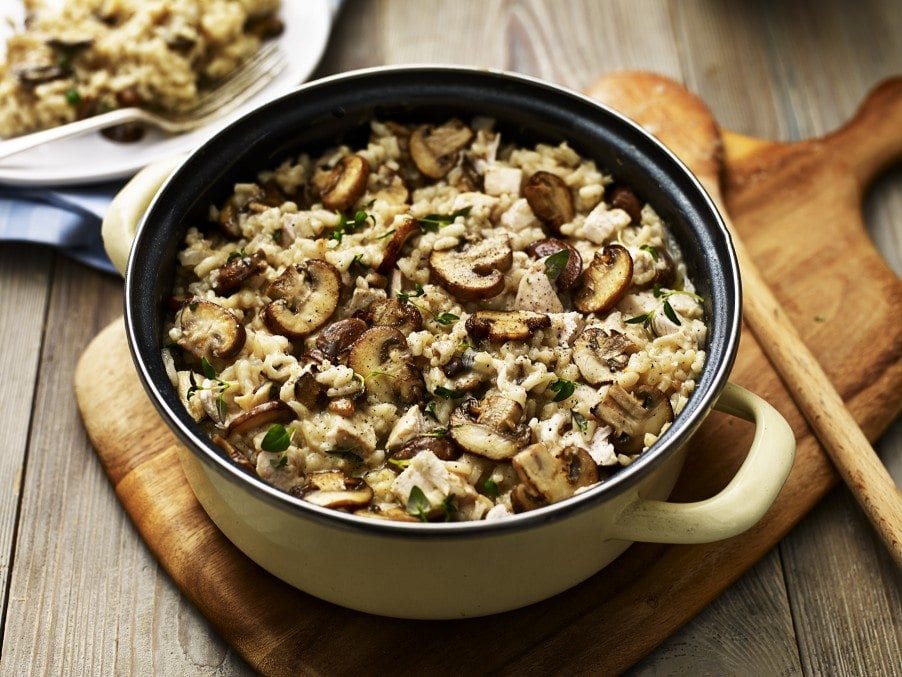 Mushroom and roast chicken risotto